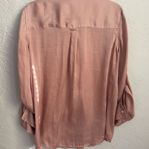 Banana Republic M Copper Satin Button-Up Shirt Rust Orange Salmon Dillon Classic - Picture 5 of 5